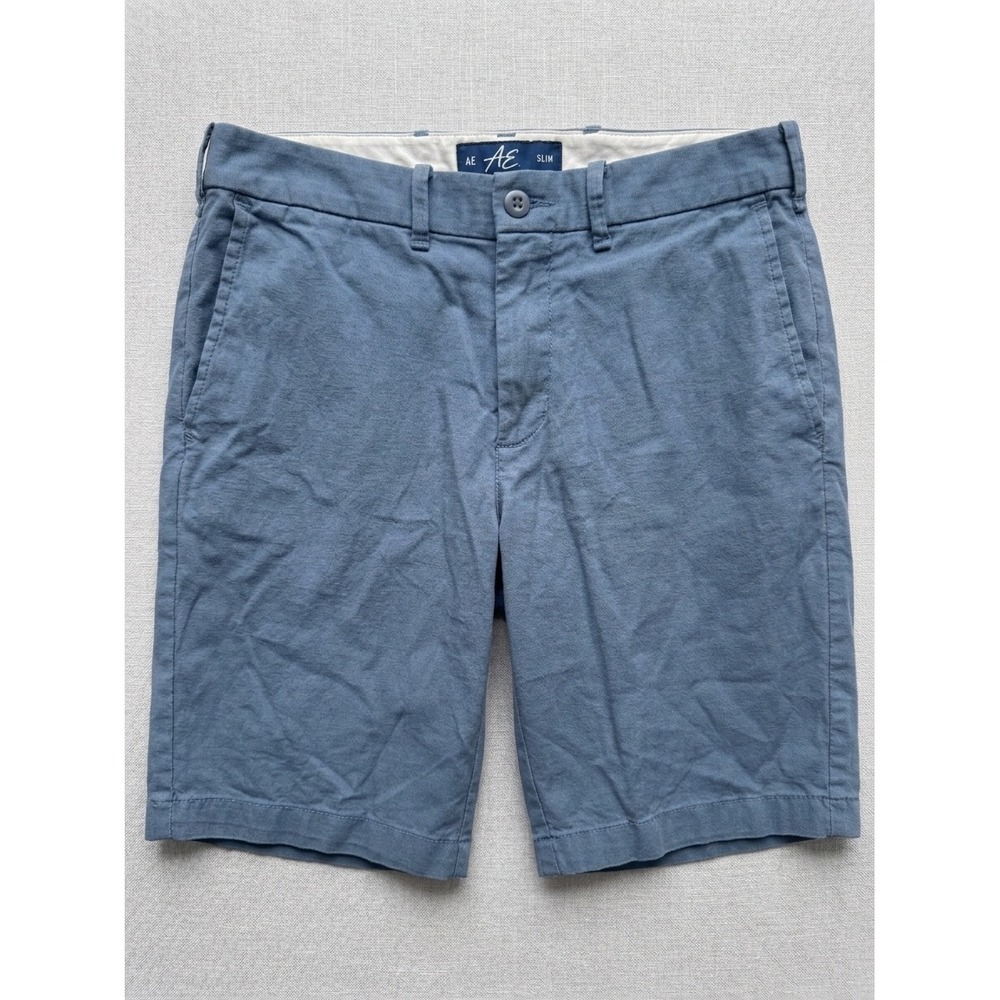 Preppy collegiate Abercrombie Chino Shorts Mens 30 Blue Stretch Casual Old Money
